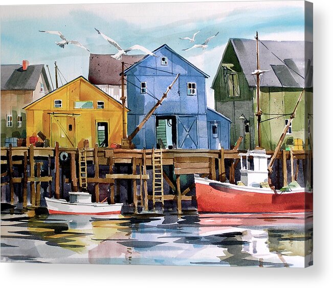 Dockside Acrylic Print featuring the painting   Dockside  by Art Scholz