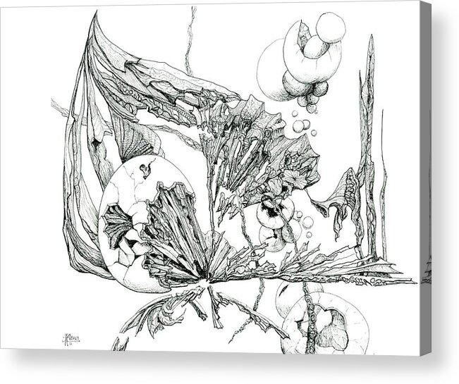 Organic Acrylic Print featuring the drawing 0811-27 Hatched by Charles Cater