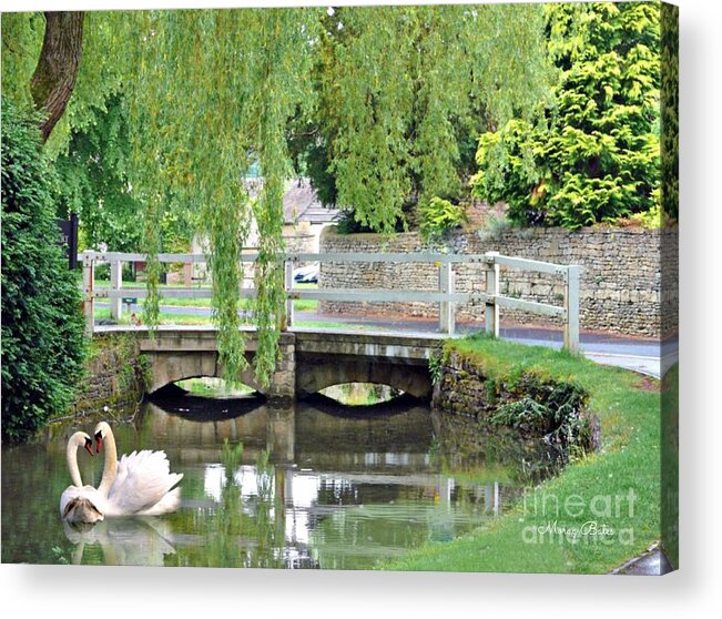 Lower Slaughter Acrylic Print featuring the pyrography A Shady Brook #1 by Morag Bates