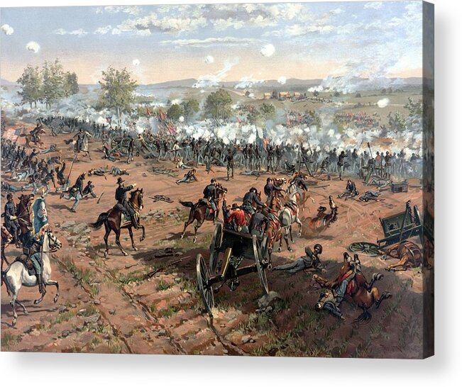 Civil War Acrylic Print featuring the painting Battle of Gettysburg by War Is Hell Store