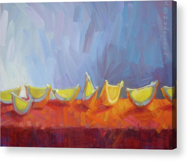 Fruit Oil Painting Acrylic Print featuring the painting Behaving Beautifully #1 by Penelope Moore