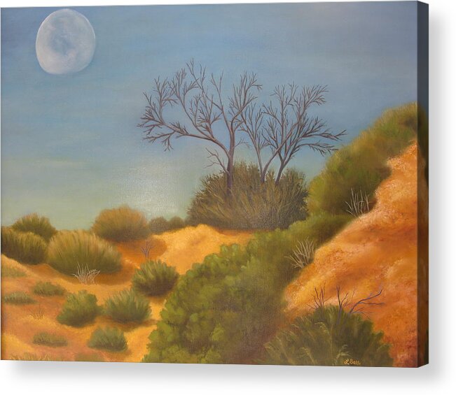 Landscape Acrylic Print featuring the painting Placerita Moon by Lisa Barr