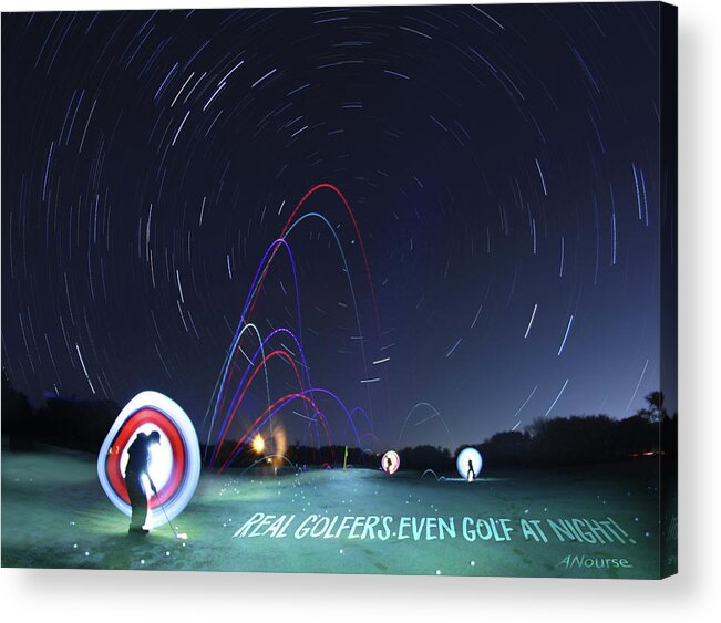 Landscape Acrylic Print featuring the photograph Real Golfers even golf at night #2 by Andrew Nourse