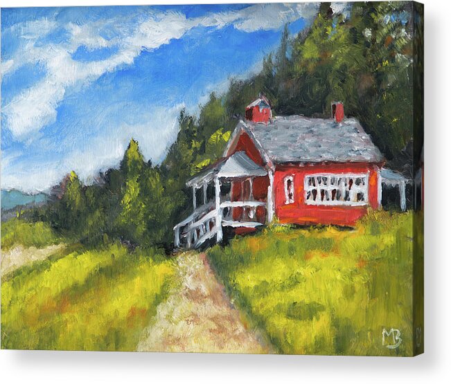 Schoolhouse Acrylic Print featuring the painting Soap Creek Schoolhouse #1 by Mike Bergen