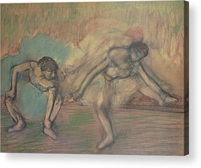 2 Acrylic Print featuring the pastel Two Dancers Resting by Edgar Degas