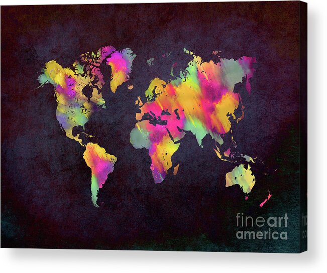 Map Of The World Acrylic Print featuring the digital art World Map Art #1 by Justyna Jaszke JBJart