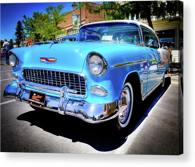 1955 Chevy Baby Blue Acrylic Print featuring the photograph 1955 Chevy Baby Blue by David Patterson