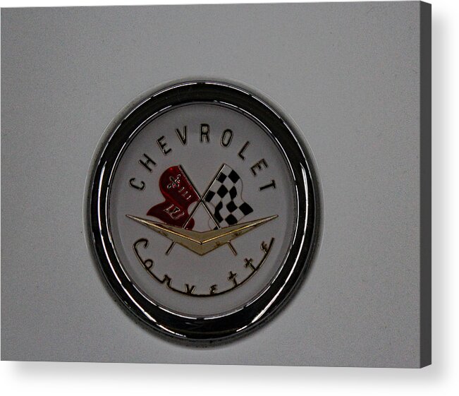 Chevrolet Acrylic Print featuring the photograph 1966 Corvette Emblem by DB Hayes