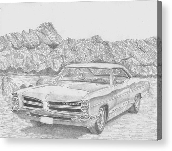 Authentic Sketch of 1966 Pontiac Bonneville Convertible