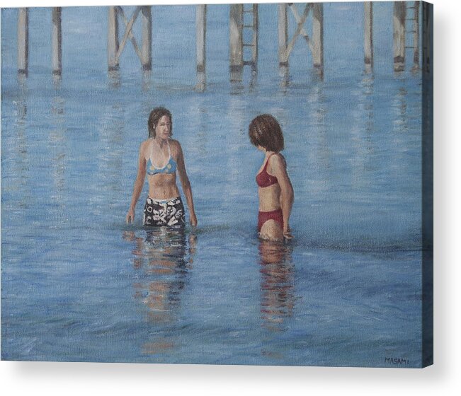 Beach Acrylic Print featuring the painting In The Water #2 by Masami Iida