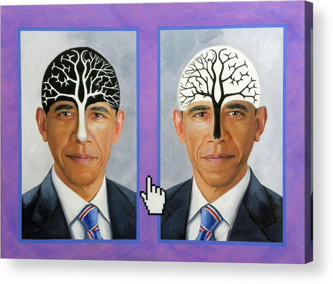 President Barack Obama Acrylic Print featuring the painting Obama Trees of Knowledge #2 by Richard Barone