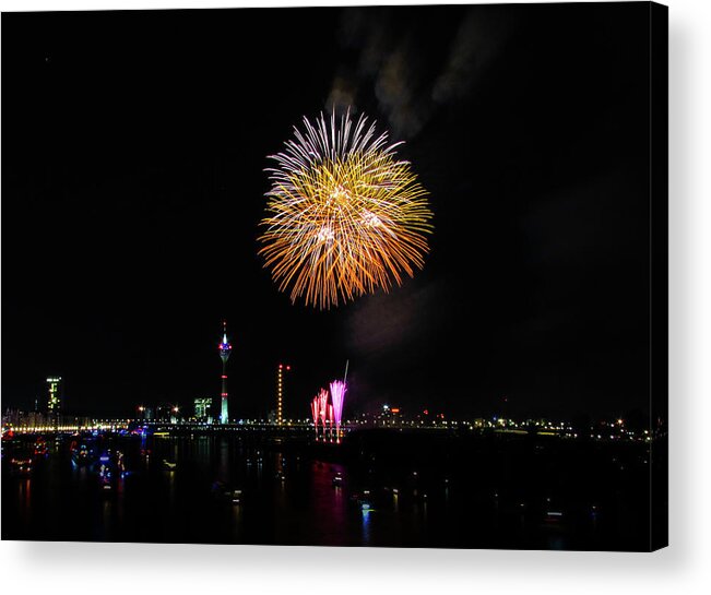 Dusseldorf Acrylic Print featuring the photograph Fireworks #21 by Cesar Vieira