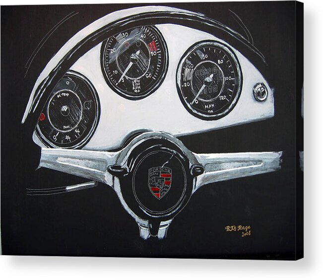 Porsche Acrylic Print featuring the painting 356 Porsche Dash by Richard Le Page
