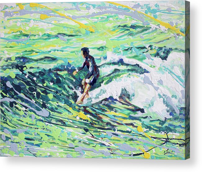 Surf Art Acrylic Print featuring the painting 5 On The Nose by William Love