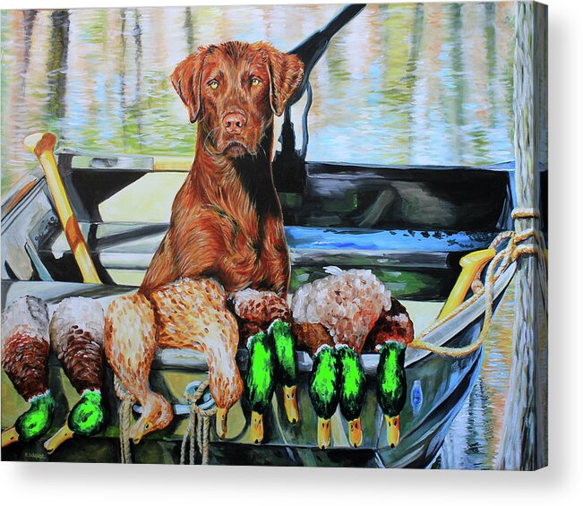 Dogs Acrylic Print featuring the painting A Good Morning's Work by Karl Wagner