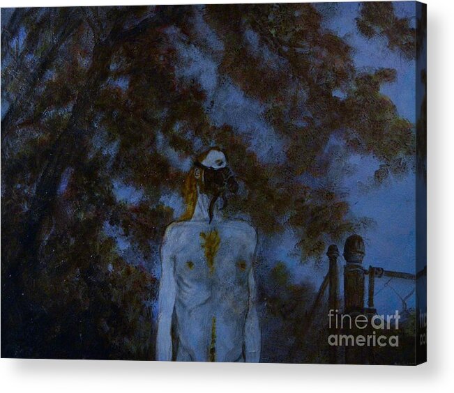Blue Acrylic Print featuring the painting A Most Unfortunate Year by Wess Loudenslager
