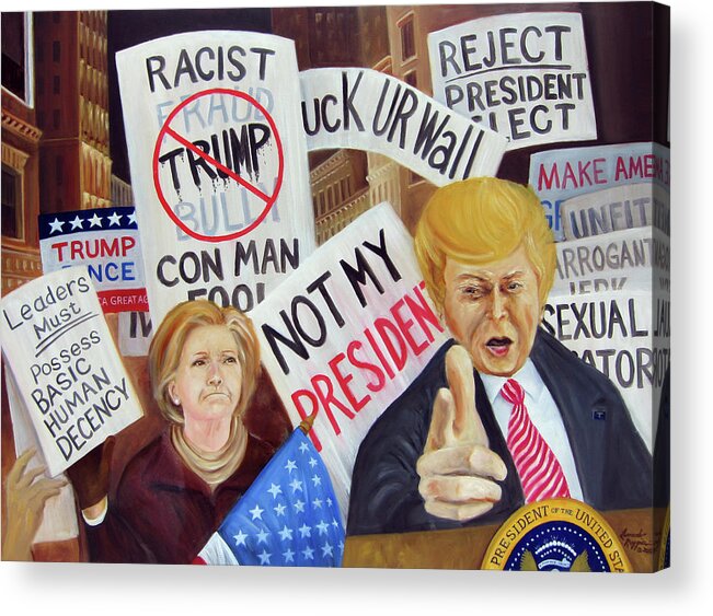 2016 Presidential Election Acrylic Print featuring the painting A Nation in Distress by Leonardo Ruggieri