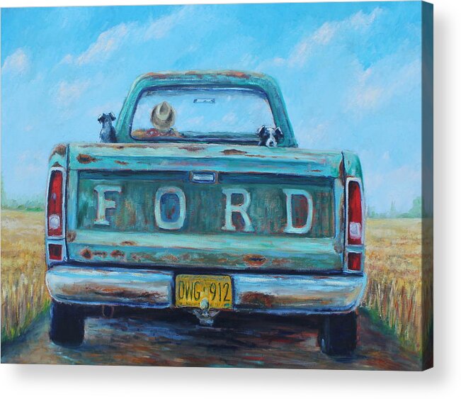 Ford Acrylic Print featuring the painting A ride in the truck by Daniel W Green
