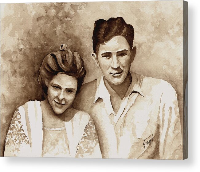 Aaron Acrylic Print featuring the painting Aaron and Dell by Sam Sidders