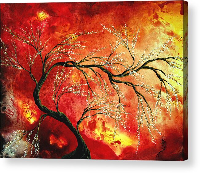 Abstract Acrylic Print featuring the painting Abstract Art Floral Tree Landscape Painting FRESH BLOSSOMS by MADART by Megan Aroon