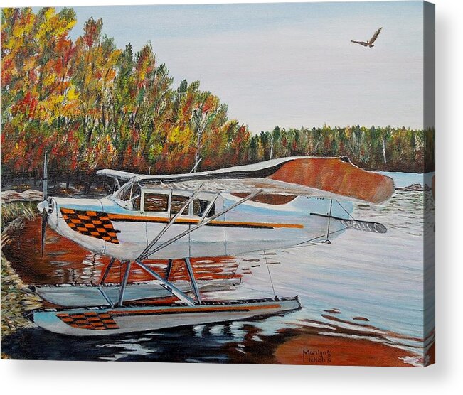 Aeronca Chief Float Plane Acrylic Print featuring the painting Aeronca Super Chief 0290 by Marilyn McNish