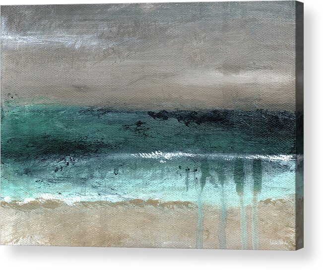 Beach Acrylic Print featuring the mixed media After The Storm 2- Abstract Beach Landscape by Linda Woods by Linda Woods
