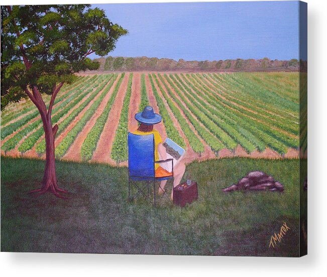 Vineyard Acrylic Print featuring the painting Afternoon in the Vineyard by Tim Mattox