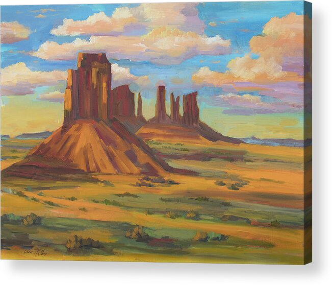 Monument Valley Acrylic Print featuring the painting Afternoon Light Monument Valley by Diane McClary