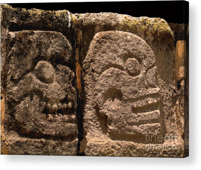 Mayan Acrylic Print featuring the photograph Ancient Skulls by Susan Vineyard
