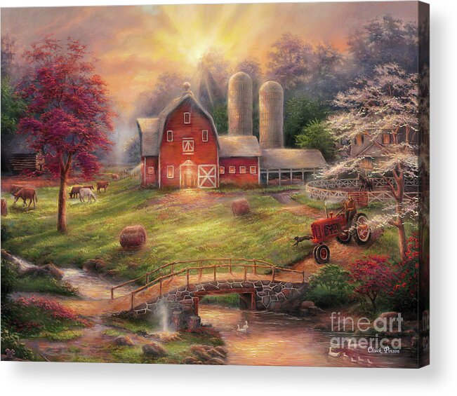 Quintessential Farm Acrylic Print featuring the painting Anticipation of the Day Ahead by Chuck Pinson