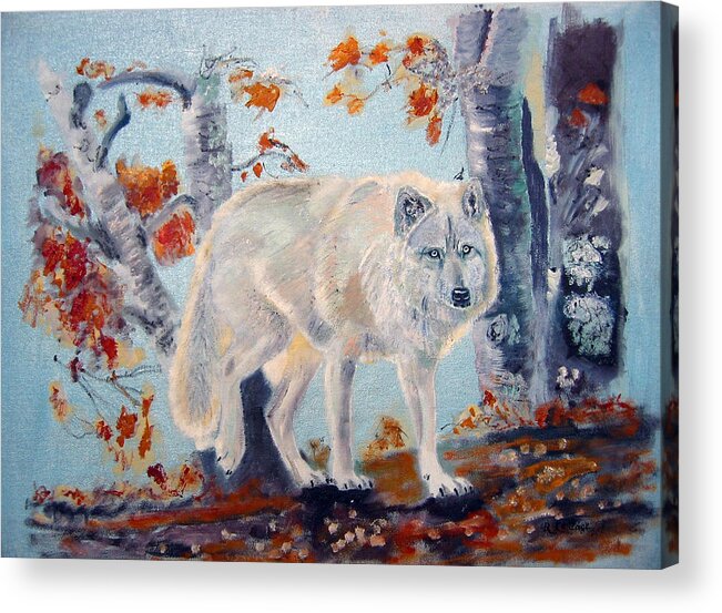 Wolf Acrylic Print featuring the painting Arctic Wolf by Richard Le Page