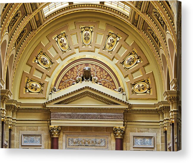 Wisconsin Acrylic Print featuring the photograph Assembly Entrance - Capitol - Madison - Wisconsin by Steven Ralser