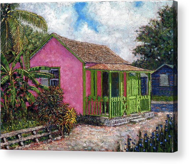 Pink Cottage Acrylic Print featuring the painting Aunt Suzy's Cottage by Ritchie Eyma