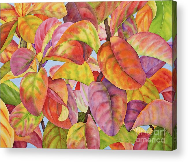 Autumn Leaves Acrylic Print featuring the painting Autumn Crepe Myrtle by Lucy Arnold