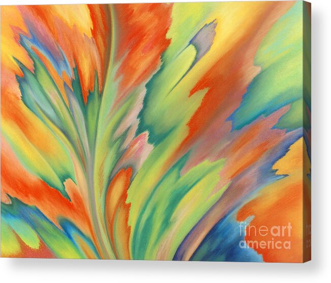 Abstract Acrylic Print featuring the painting Autumn Flame by Lucy Arnold