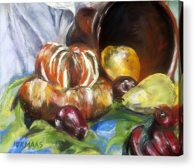 Still Life Of Vegetables Acrylic Print featuring the pastel Backyard Bounty by Julie Maas