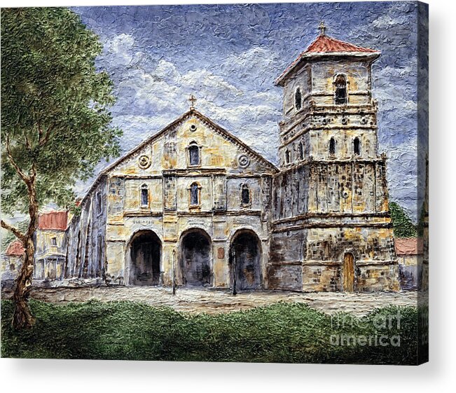 Baclayon Acrylic Print featuring the painting Baclayon Church by Joey Agbayani