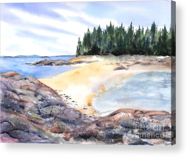 Maine Acrylic Print featuring the painting Barred Island Sandbar by Diane Kirk
