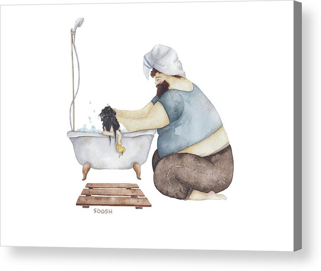 Illustration Acrylic Print featuring the drawing Bath time by Soosh