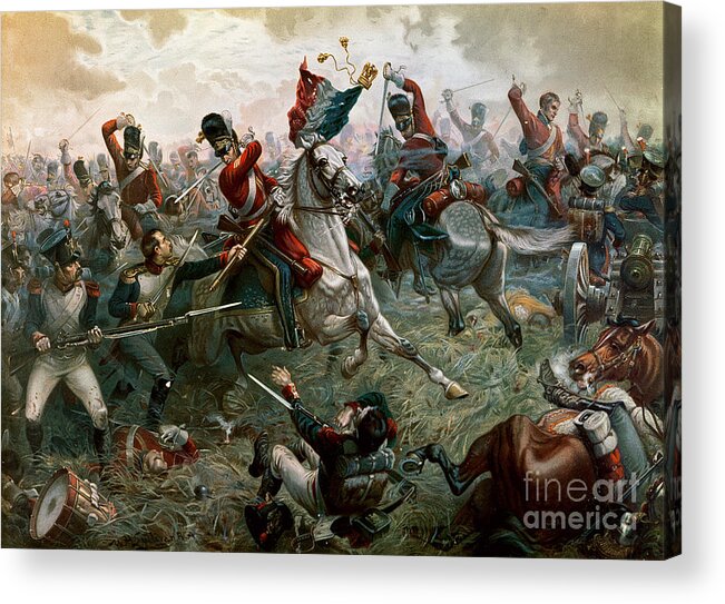 Struggle Acrylic Print featuring the painting Battle of Waterloo by William Holmes Sullivan