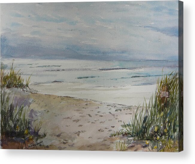 Ocean Acrylic Print featuring the painting Beach Front by Dorothy Herron