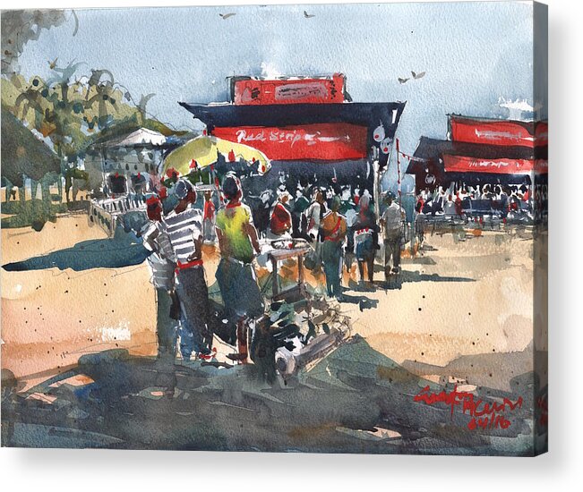 Jamaica Acrylic Print featuring the painting Beach show Jamaica by Gaston McKenzie