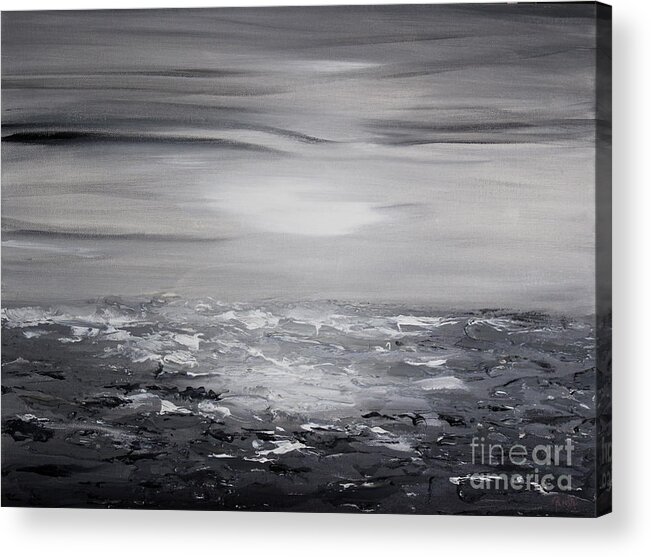 White Acrylic Print featuring the painting Beach Side by Preethi Mathialagan