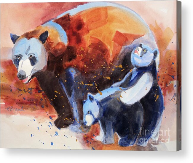 Paintings Acrylic Print featuring the painting Bear Family Outing by Kathy Braud