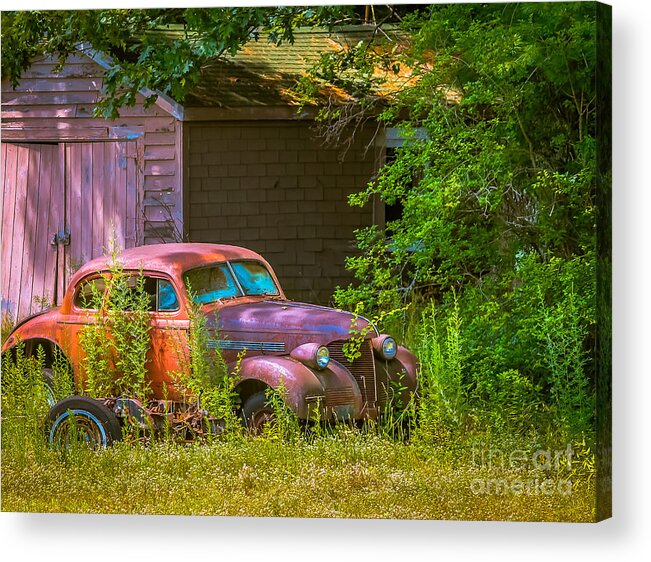 Transportation Acrylic Print featuring the photograph Behind the old barn by Claudia M Photography