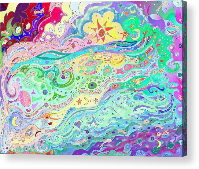Beltaine Acrylic Print featuring the drawing Beltaine Seashore Dreaming by Julia Woodman