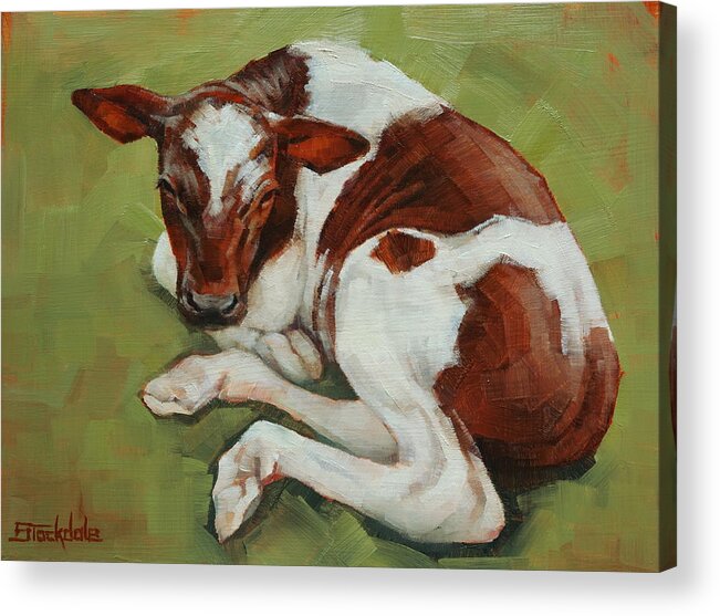 Calf Acrylic Print featuring the painting Bendy New Calf by Margaret Stockdale