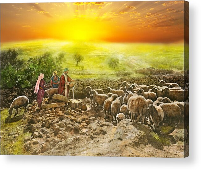 Psalm 23 Acrylic Print featuring the photograph Bible - Psalm 23 - My cup runneth over 1920 by Mike Savad