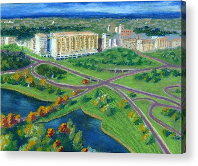  Acrylic Print featuring the painting Birdview of WUSTL by Ping Yan