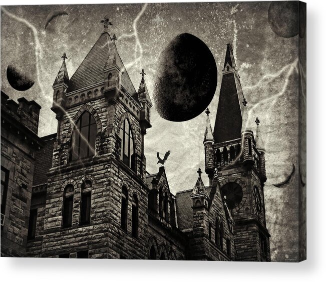 Black Moons Rising Acrylic Print featuring the photograph Black Moons Rising by Dark Whimsy